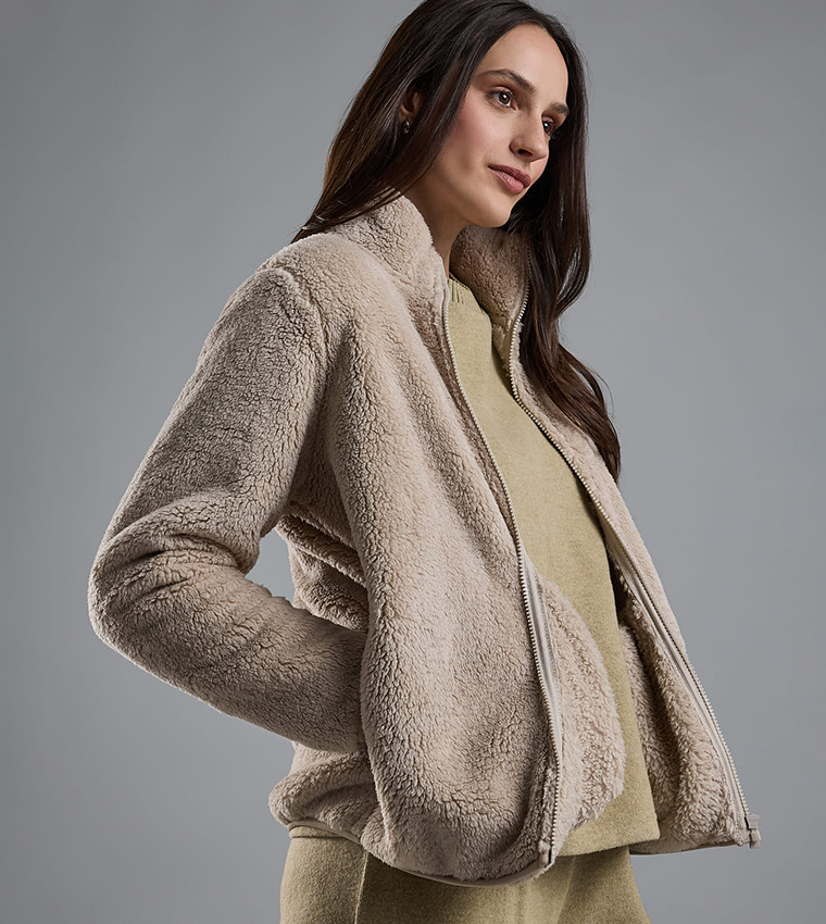 Plush Jacket with Zipper Closure