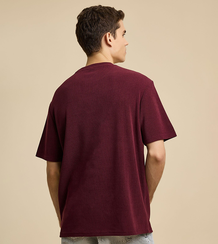 Textured T-Shirt with Crew Neck and Short Sleeves