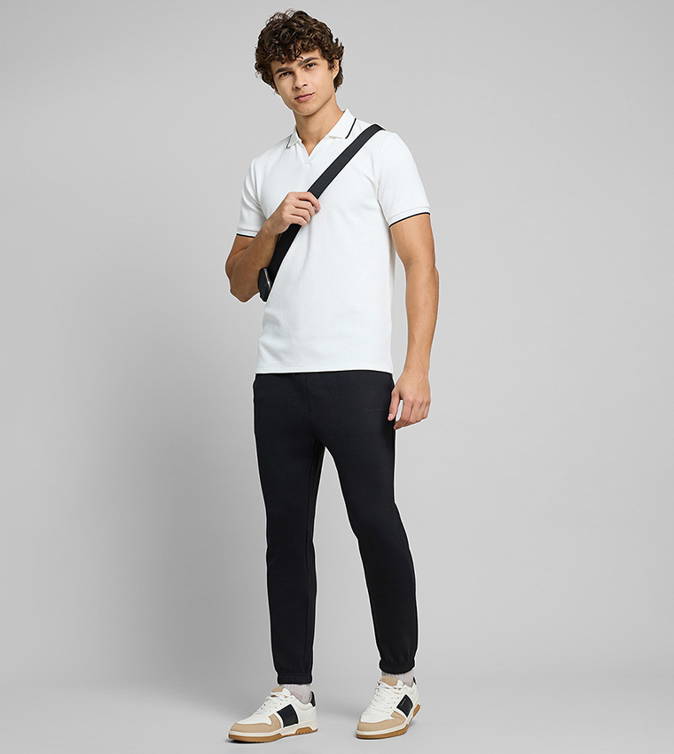 Textured Polo T-Shirt with Short Sleeves