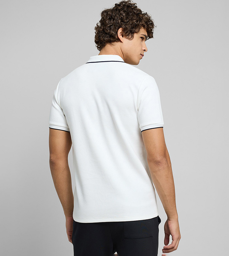 Textured Polo T-Shirt with Short Sleeves