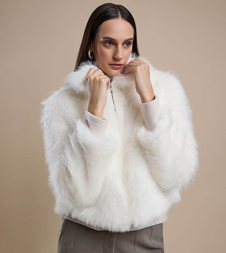 Furry Jacket with Zipper Closure