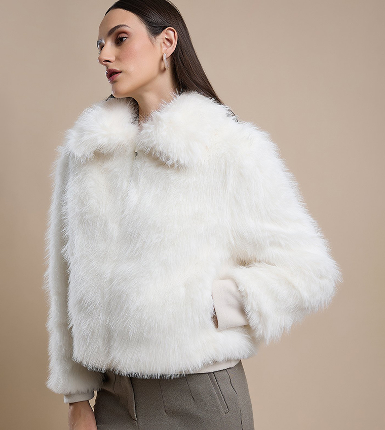 Furry Jacket with Zipper Closure