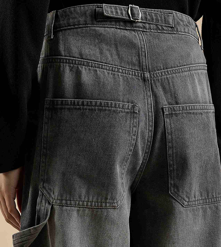 Faded Skater Jeans with Button Closure