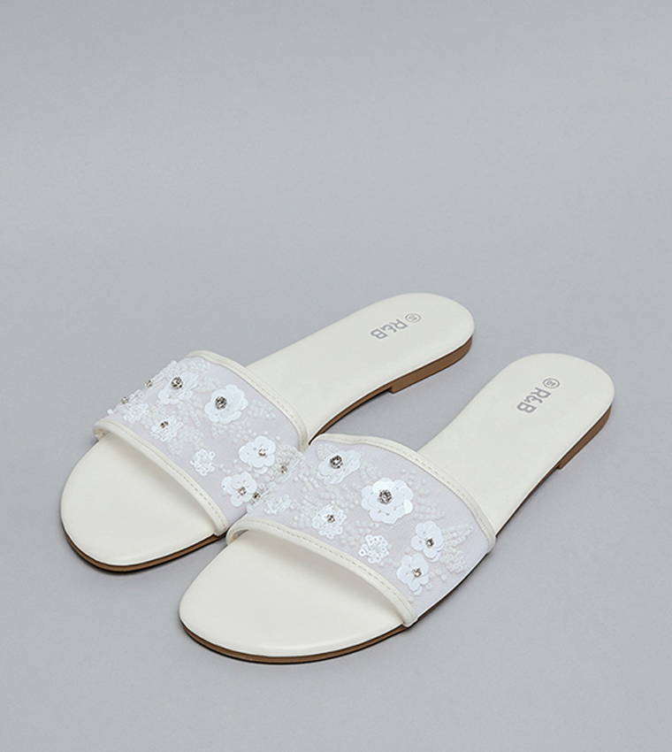 R&B  Flat Sandals - Ivory Flat Sandals