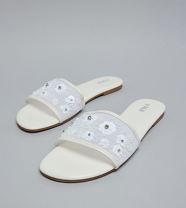 R&B  Flat Sandals - Ivory Flat Sandals