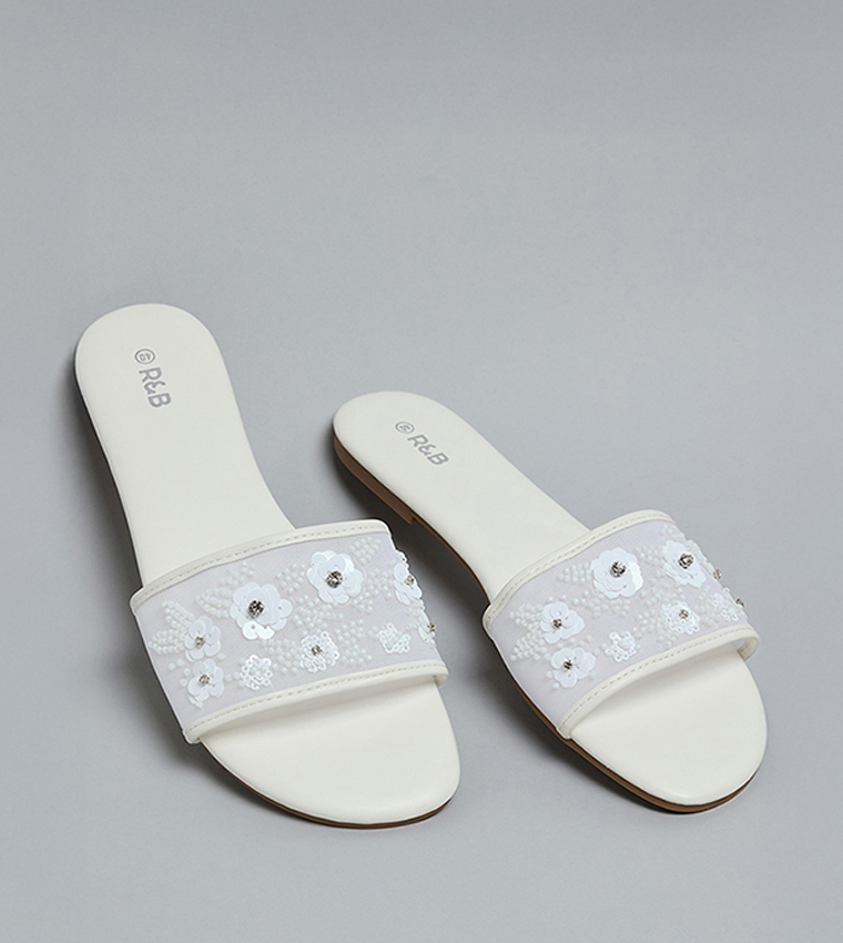 R&B  Flat Sandals - Ivory Flat Sandals