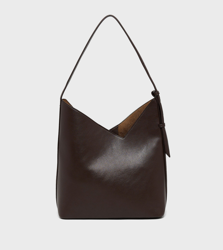 Solid Shoulder Bag and Pouch Set