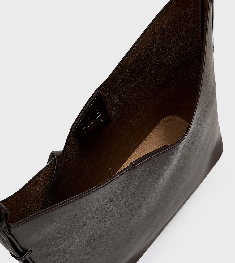 Solid Shoulder Bag and Pouch Set