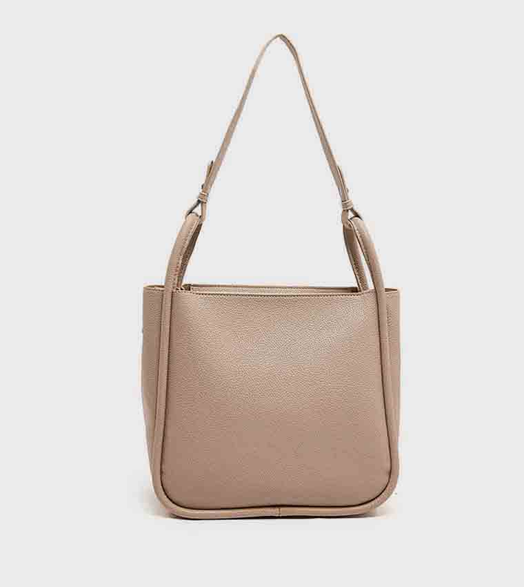 Textured Shoulder Bag with Pouch