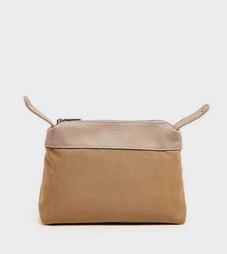 Textured Shoulder Bag with Pouch