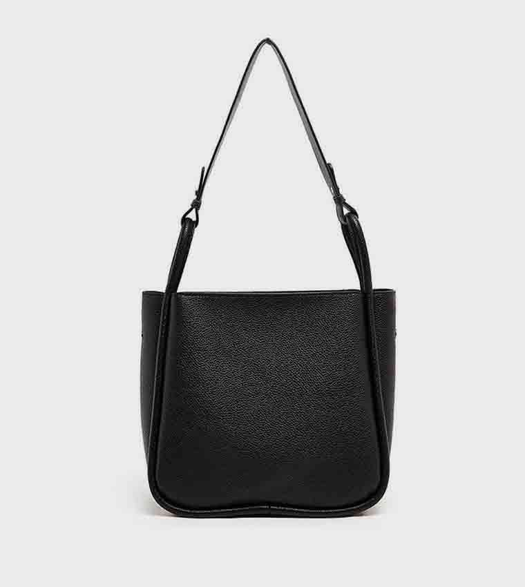 Textured Shoulder Bag with Pouch