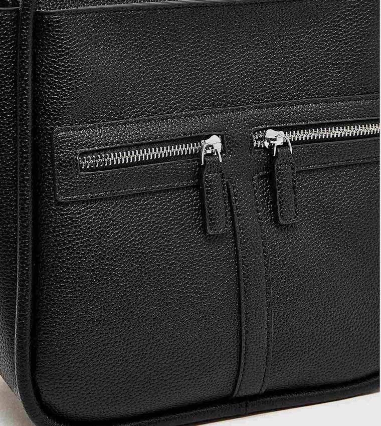Textured Shoulder Bag with Pouch