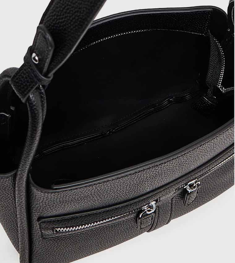 Textured Shoulder Bag with Pouch