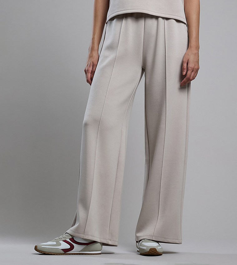 Solid Wide Leg Pants with Drawstring Waist