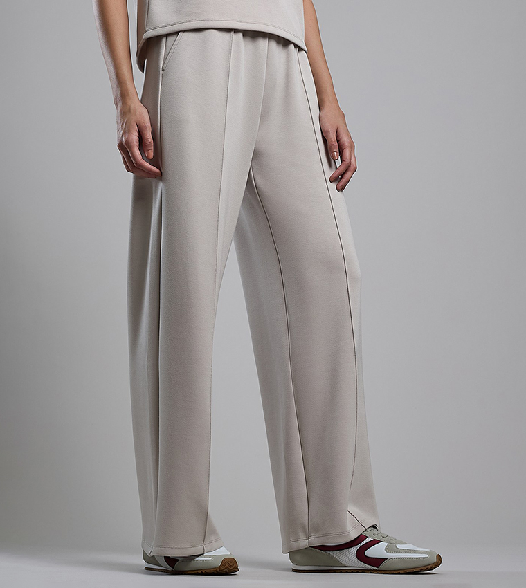 Solid Wide Leg Pants with Drawstring Waist