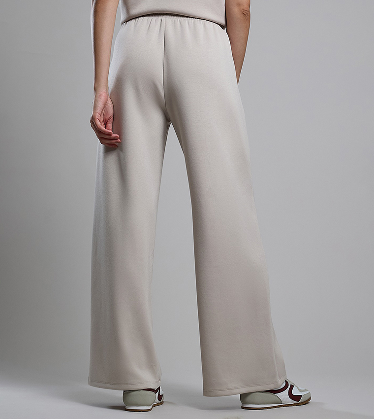 Solid Wide Leg Pants with Drawstring Waist