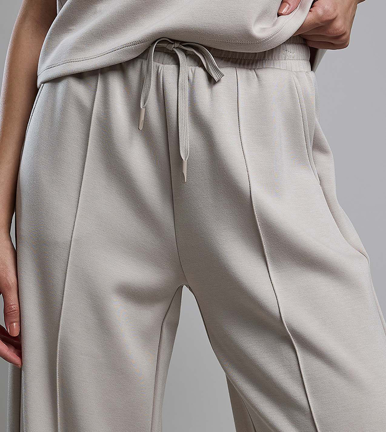 Solid Wide Leg Pants with Drawstring Waist