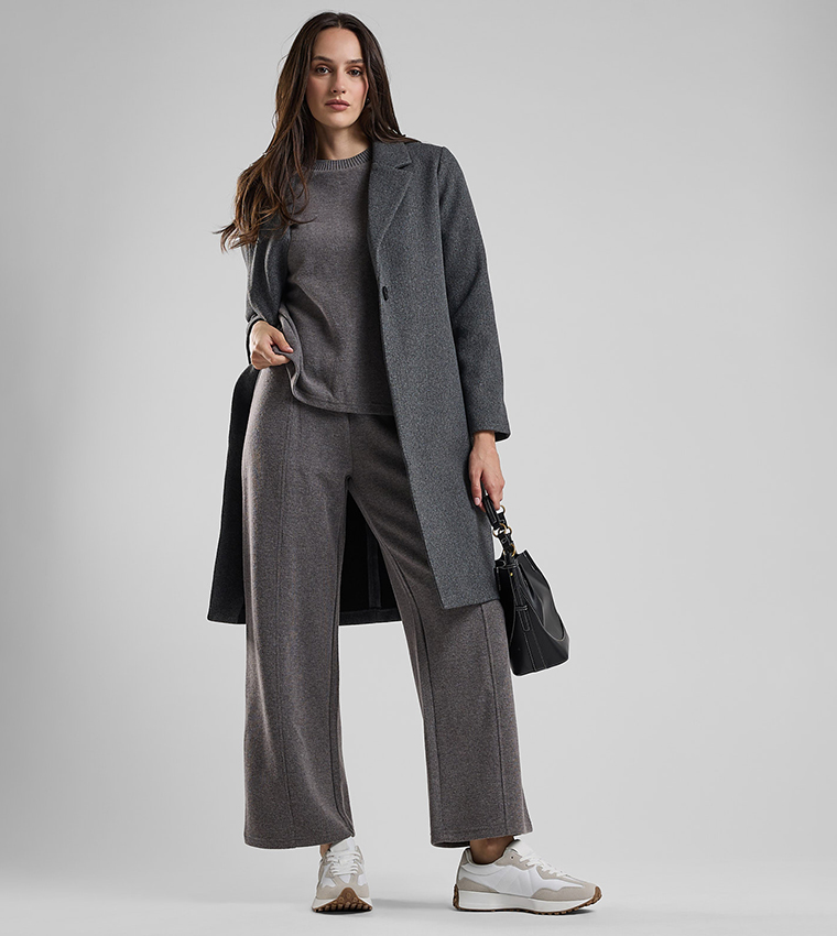 Textured Overcoat with Button Closure