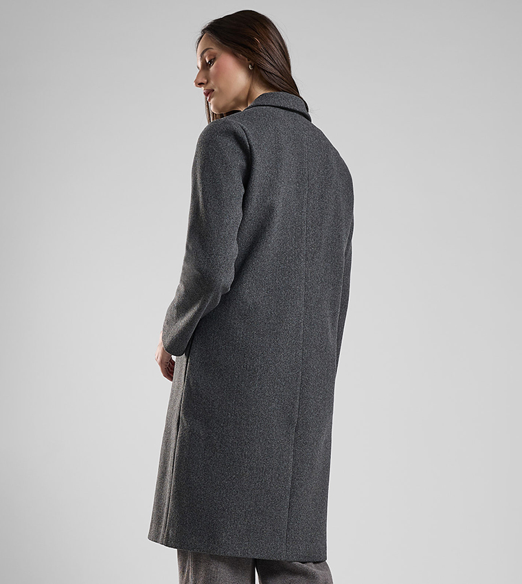 Textured Overcoat with Button Closure