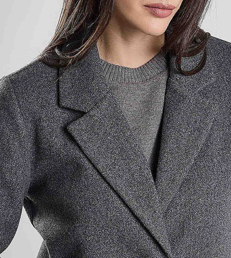 Textured Overcoat with Button Closure