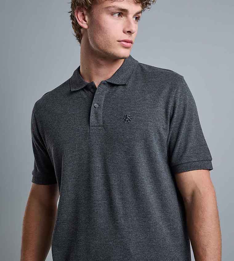 Solid Polo T-Shirt with Shirt Collar and Short Sleeves