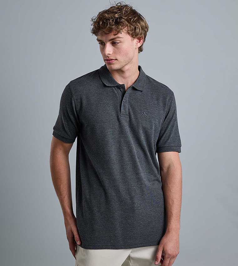 Solid Polo T-Shirt with Shirt Collar and Short Sleeves