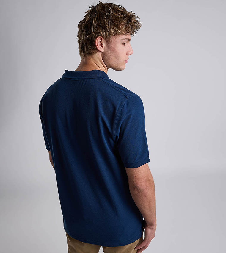 Solid Polo T-Shirt with Shirt Collar and Short Sleeves