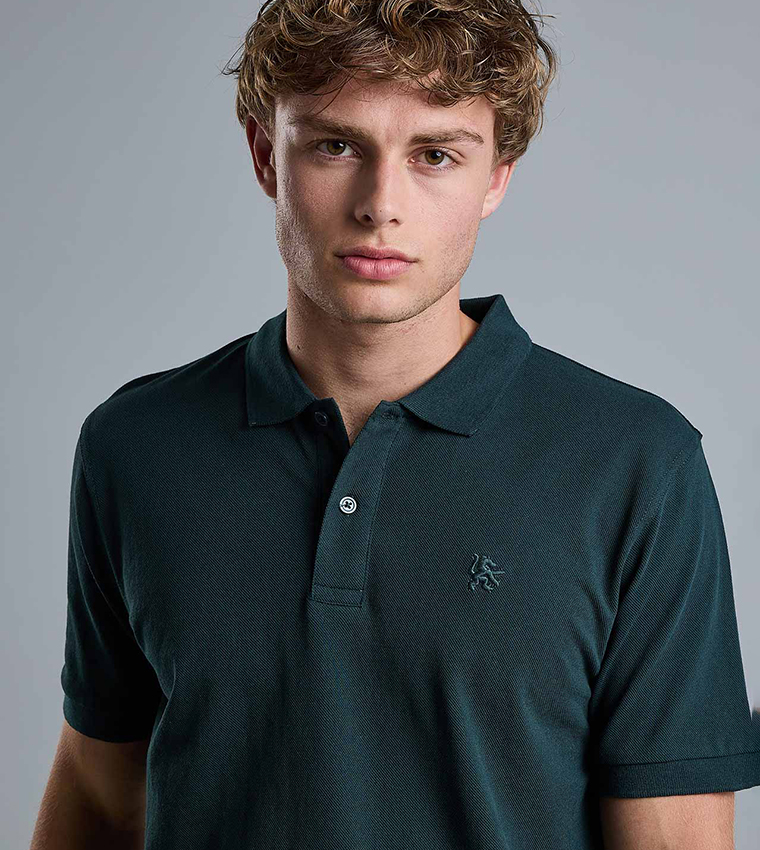 Solid Polo T-Shirt with Short Sleeves