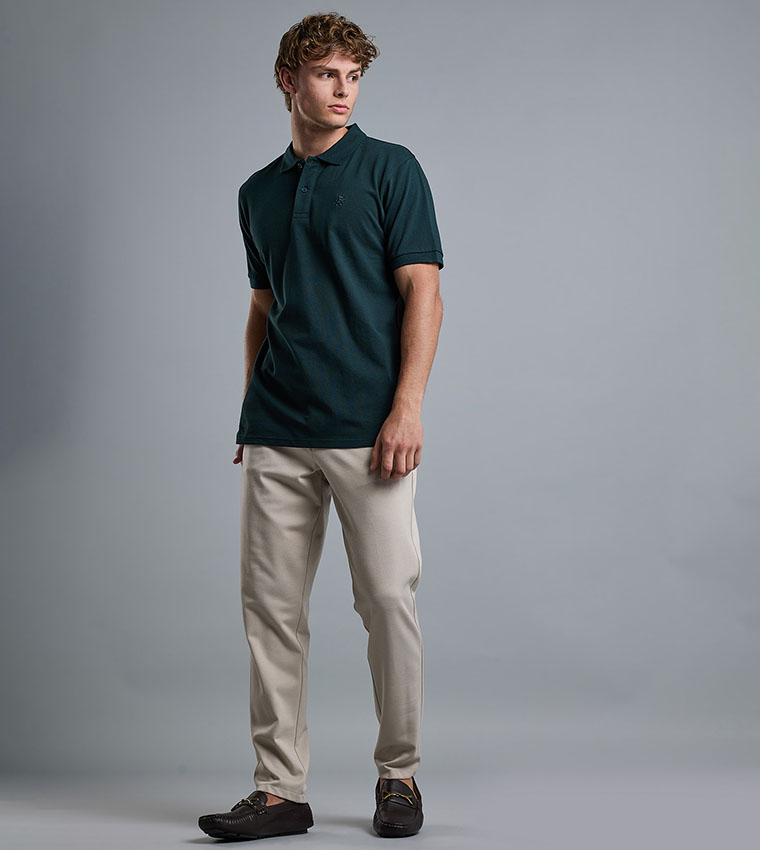 Solid Polo T-Shirt with Short Sleeves