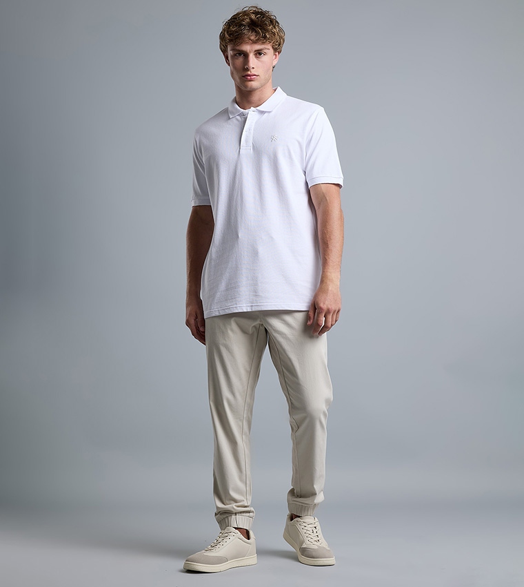 Solid Polo T-Shirt with Shirt Collar and Short Sleeves