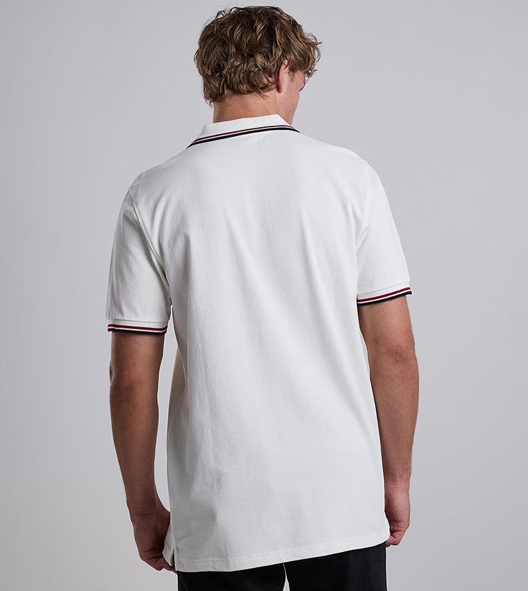 Contrast Trim Polo T-Shirt with Shirt Collar and Short Sleeves
