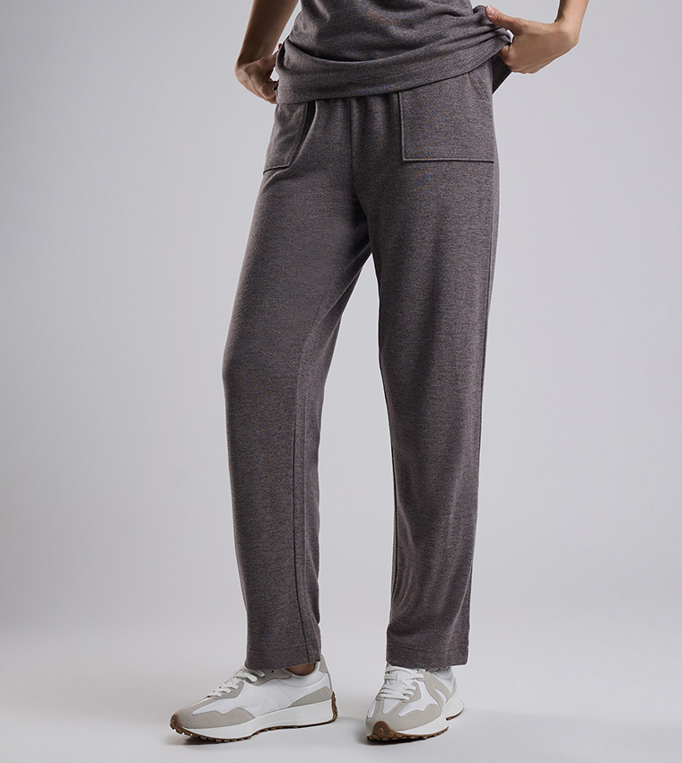 Ribbed Lounge Pants with Drawstring Waist
