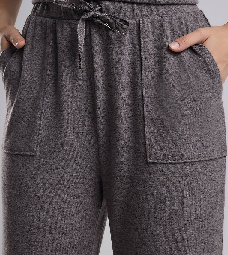 Ribbed Lounge Pants with Drawstring Waist