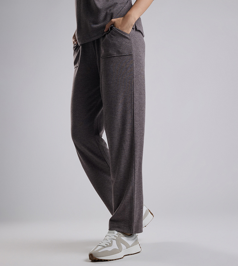 Ribbed Lounge Pants with Drawstring Waist