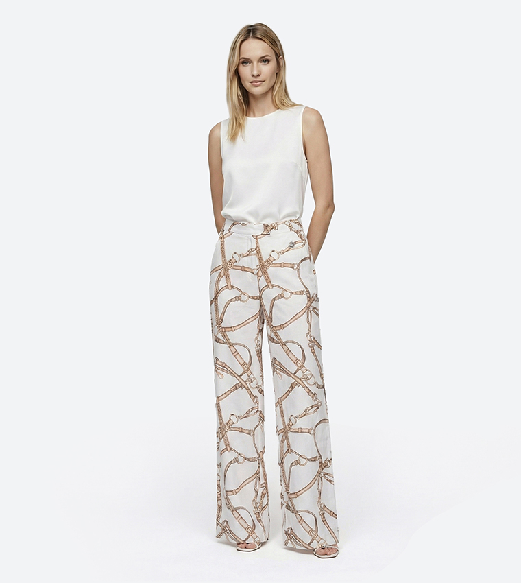 بنطلون بقصة مستقيمة وخصر مرن 