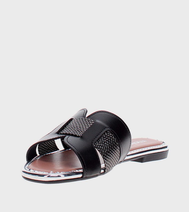 Snakeskin Open Toe Flat Sandals