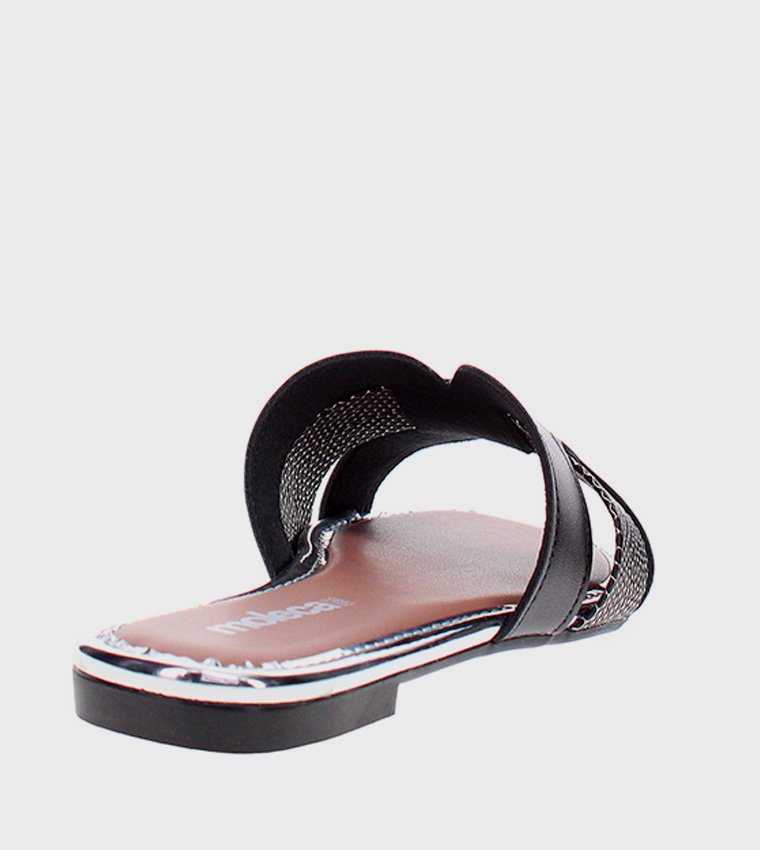 Snakeskin Open Toe Flat Sandals