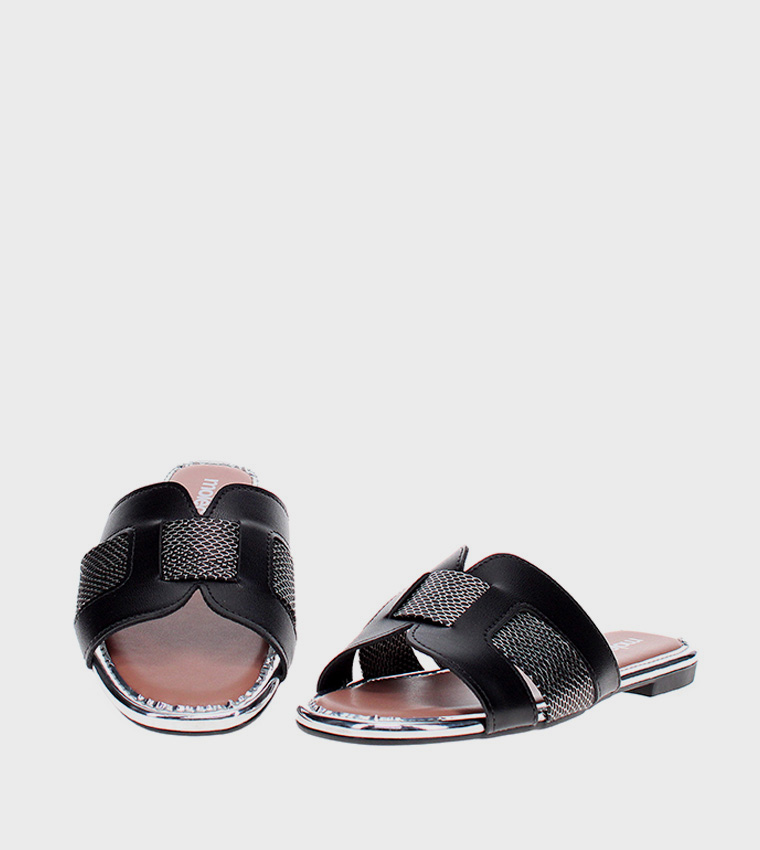 Snakeskin Open Toe Flat Sandals