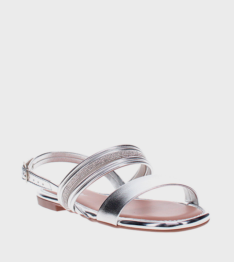 Moleca  Flat Sandals - Silver Flat Sandals