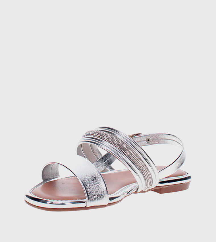 Moleca  Flat Sandals - Silver Flat Sandals