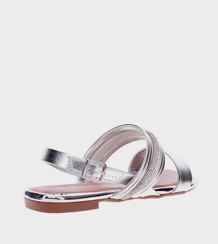 Moleca  Flat Sandals - Silver Flat Sandals