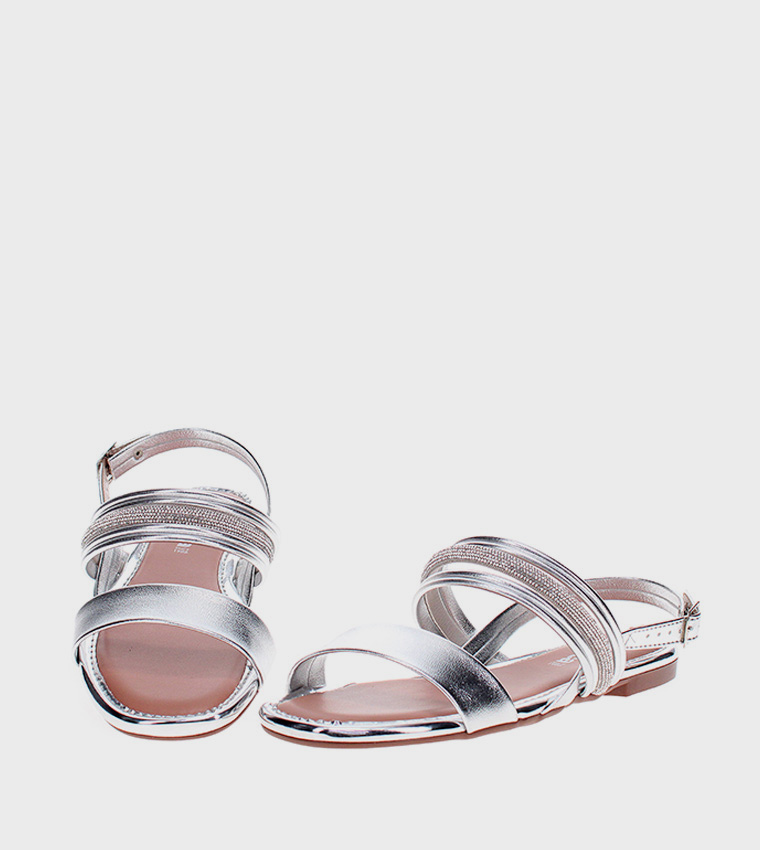 Moleca  Flat Sandals - Silver Flat Sandals