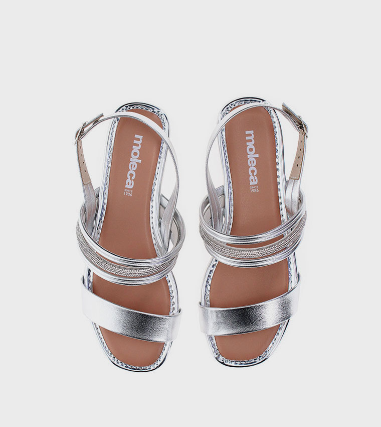 Moleca  Flat Sandals - Silver Flat Sandals