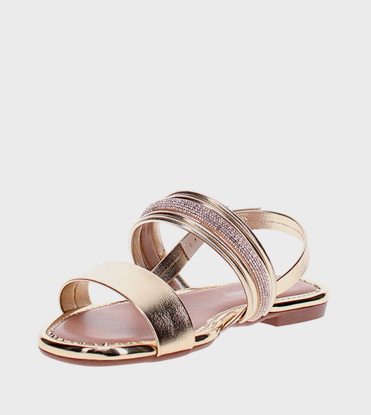 موليكا  الصنادل المسطحة - ذهبي Flat Sandals
