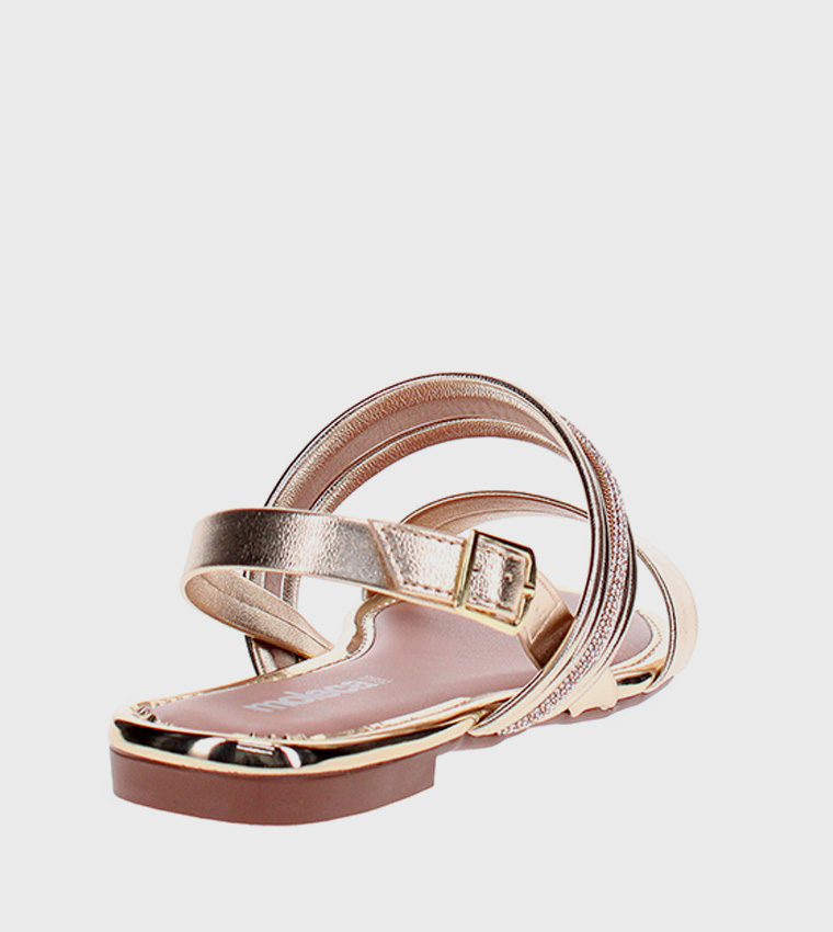 موليكا  الصنادل المسطحة - ذهبي Flat Sandals