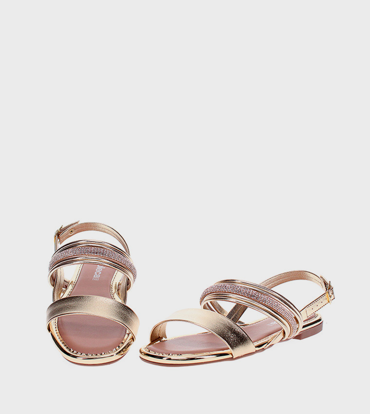 موليكا  الصنادل المسطحة - ذهبي Flat Sandals