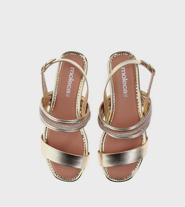 موليكا  الصنادل المسطحة - ذهبي Flat Sandals