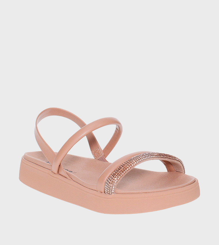 BEATRIZ Embellished Slingback Flat Sandals