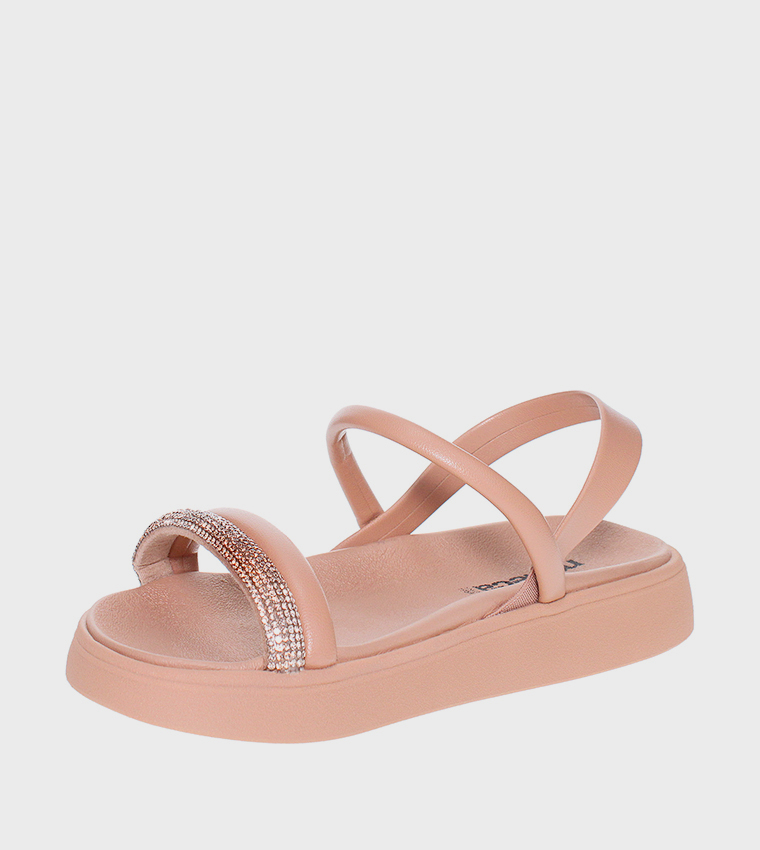 BEATRIZ Embellished Slingback Flat Sandals