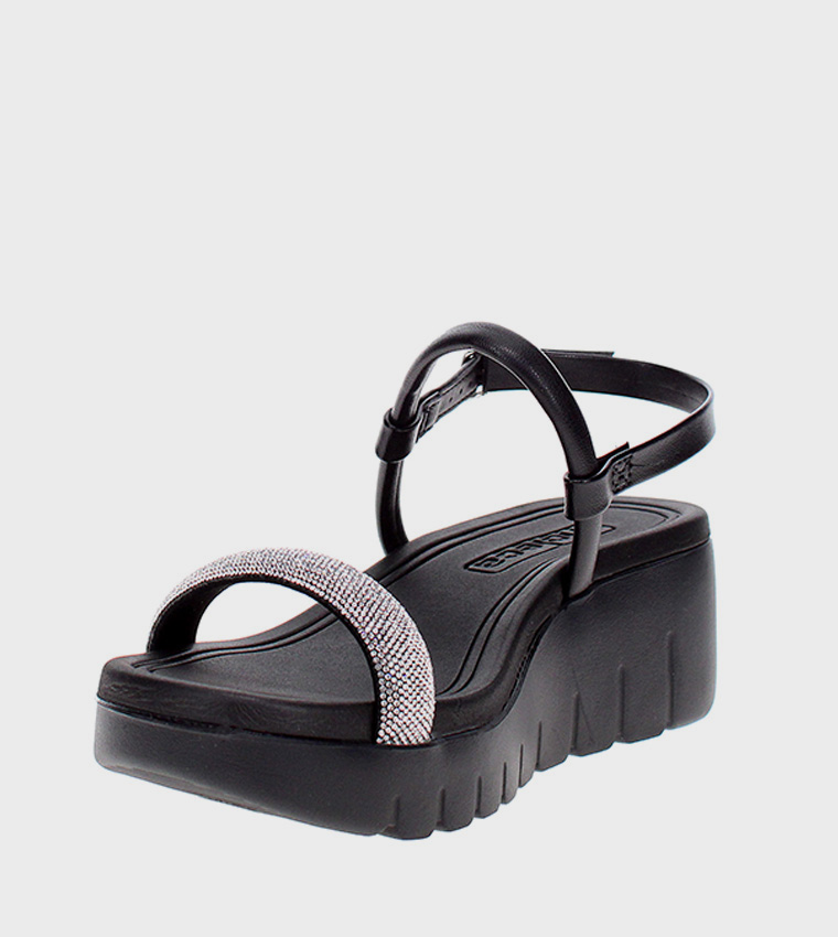 Embellished Ankle Loop Wedge Sandals